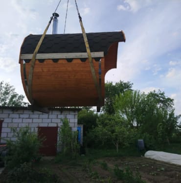 Купить баню бочку № 497 в Лянторе по цене от 380110 руб. цена в Лянторе от 380 110 руб.
